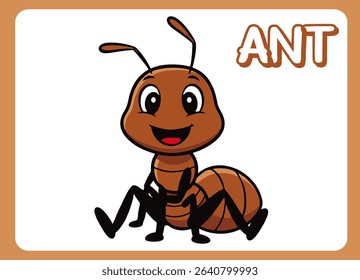 Cute little ant  happy smile cartoon vector  illustration.