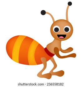 Cute little ant illustration isolated on white background