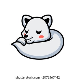 Cute little arctic fox cartoon sleeping