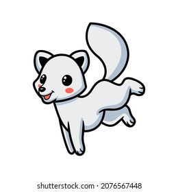 Cute little arctic fox cartoon posing