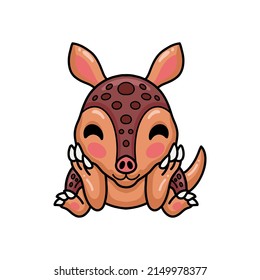 Cute little armadillo cartoon character