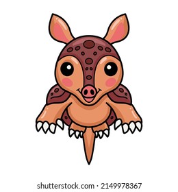 Cute little armadillo cartoon leaping