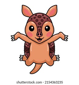 Cute Little Armadillo Cartoon Posing