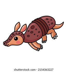 Cute little armadillo cartoon running