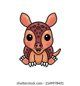 Cute little armadillo cartoon sitting