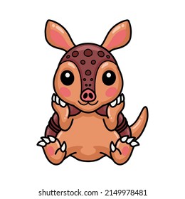 Cute little armadillo cartoon sitting