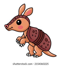 Cute Little Armadillo Cartoon Standing