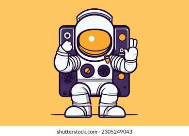 Cute Little Astronaut Characater Creative Unique Mascot Logo Tshirt Sublimation Vector Design Template