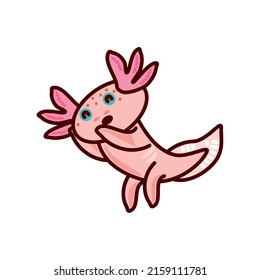 cute little axolotl icon isolated