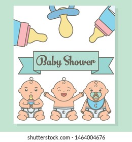 cute little babies boys with bottle milk characters