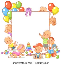 Cute Little Babies Toys Near Blank Stock Vector (royalty Free 