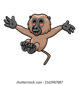 Cute Little Baboon Monkey Cartoon Jumping