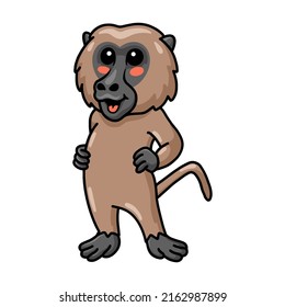 Cute Little Baboon Monkey Cartoon Standing