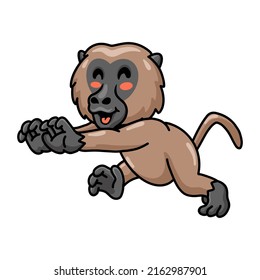 Cute Little Baboon Monkey Cartoon Running