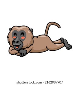 Cute Little Baboon Monkey Cartoon Lying Down