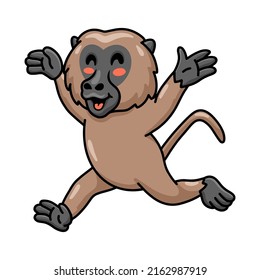 Cute Little Baboon Monkey Cartoon Running