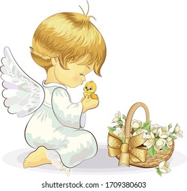 Cute Little Baby Angel Illustration