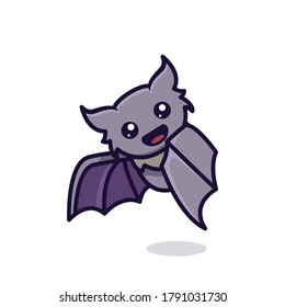 cute little baby bat mascot design illustration