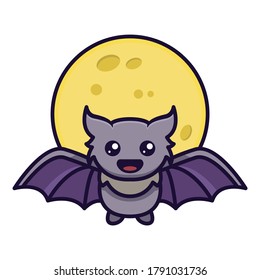 cute little baby bat mascot design illustration