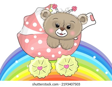Cute little baby bear boy and girl, vector cartoon style character. Couple bear in love, Perfect illustration for t-shirt wear fashion print design, greeting card, baby shower, party invitation