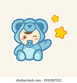 cute little baby in bear clothes 