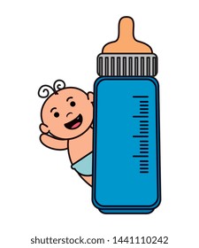 cute little baby boy with bottle milk character