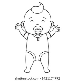 cute little baby boy with pacifier character