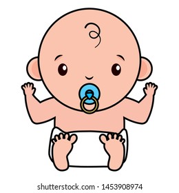cute little baby boy with pacifier character vector illustration design