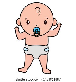 cute little baby boy with pacifier character vector illustration design