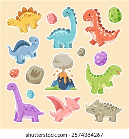 Cute little baby cartoon dinosaurs