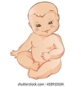 Cute little baby Colorful vector illustration on white background.
