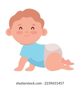 cute little baby crawling character