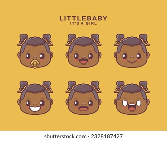 cute little baby face cartoon collection. with different expressions