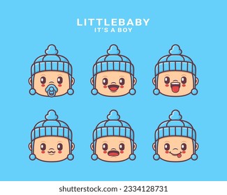 cute little baby face cartoon collection. with different expressions