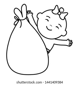 cute little baby girl in bag character cute little baby girl in bag character