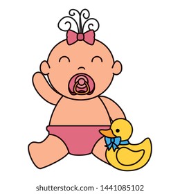 cute little baby girl with ducky