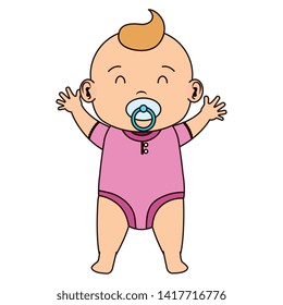 cute little baby girl with pacifier character