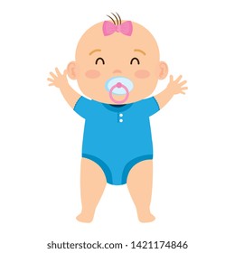cute little baby girl with pacifier character