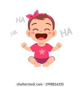 cute little baby girl show happy expression and laugh