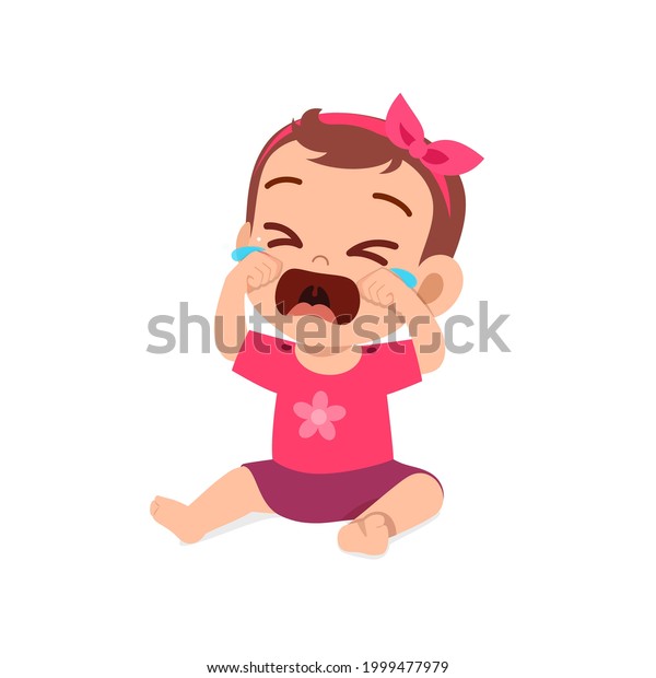 Cute Little Baby Girl Show Sad Stock Vector (Royalty Free) 1999477979 ...