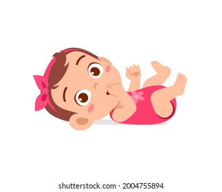 cute little baby girl sleep and smile