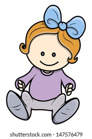 Cute Little Baby Girl - Vector Illustrations