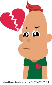 Cute Little Baby Having Heartbreak Vector Illustration Isolated On White Background