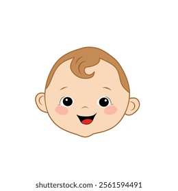 Cute little baby kid showing smiling face illustration. Vector is in flat design style. 