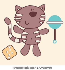 Cute little baby kitty vector character illustration