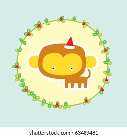 cute little baby monkey in christmas