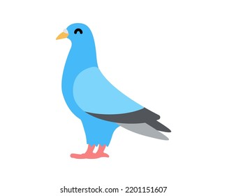 Cute Little Baby Pigeon. Funny Smiling Bird. Colored Flat Cartoon Vector Illustration.