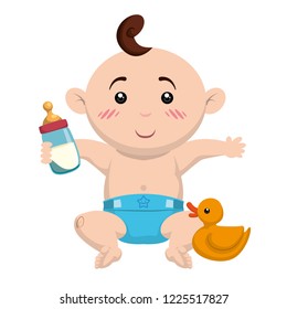 cute little baby with rubber duck character
