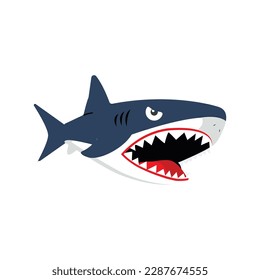 Cute little baby shark unhappy cartoon