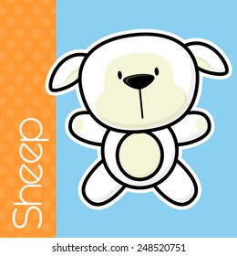 cute little baby sheep and text in flat design on solid color background with black and white outline for easy isolation